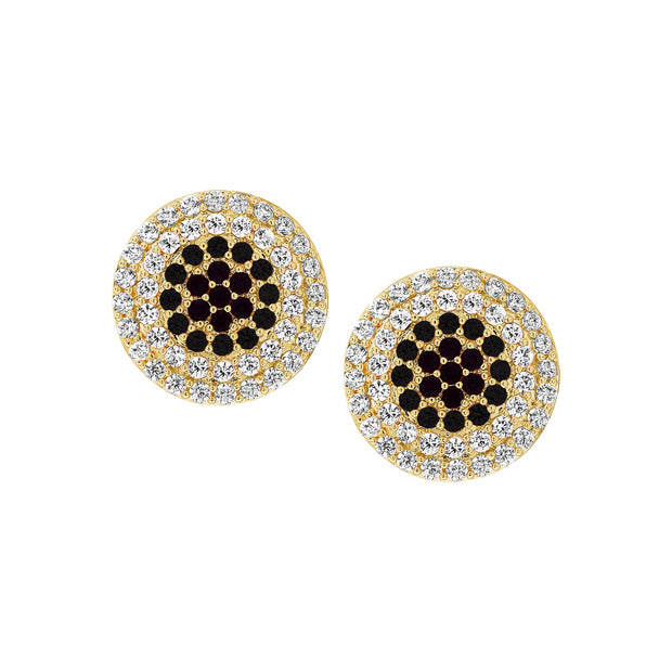 Pave Circle Studs in Onyx