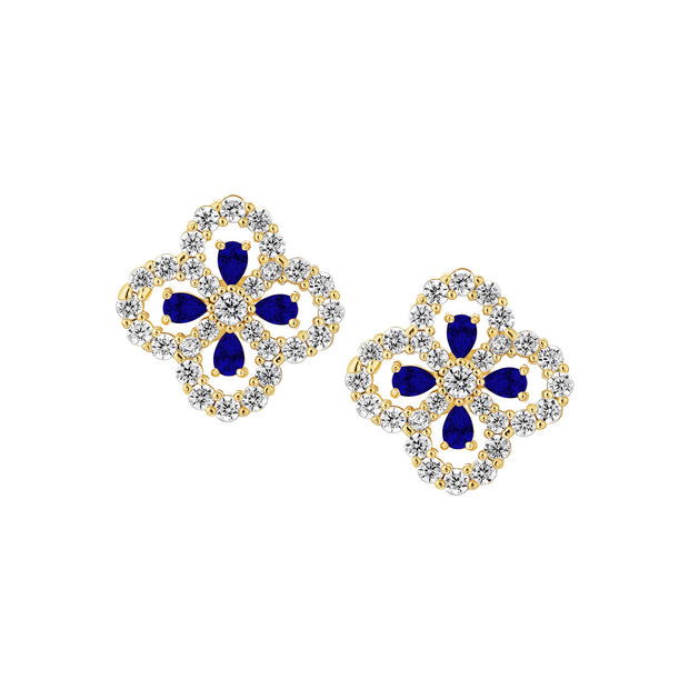 Four Stone CZ Clover Studs in Blue