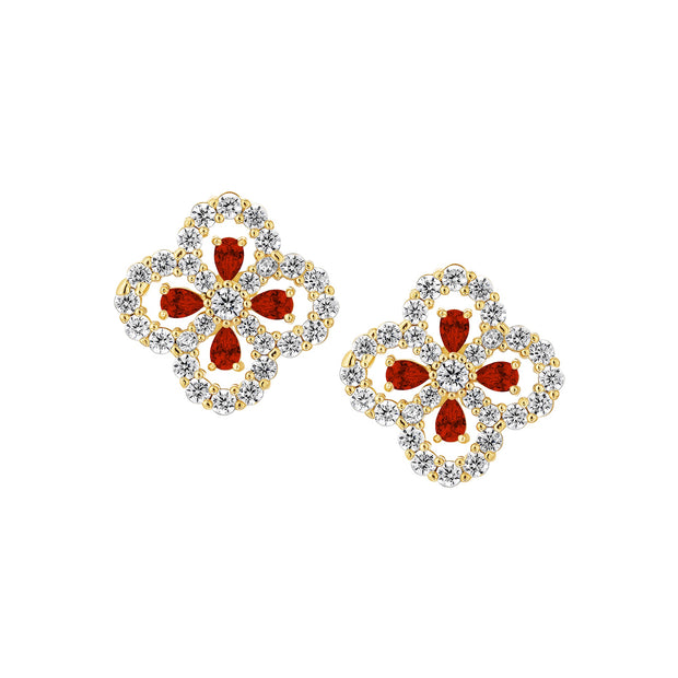 Four Stone CZ Clover Studs in Red