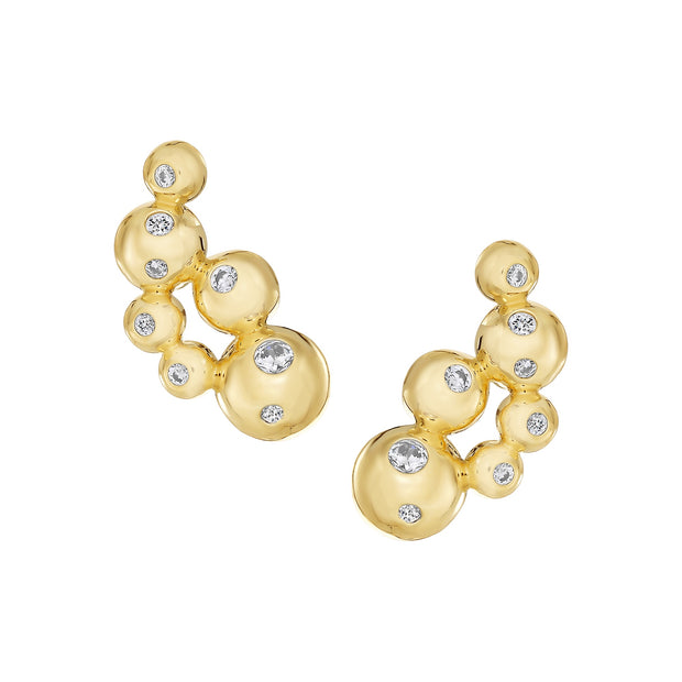 Gold CZ Bubbles Crawler Stud Earring