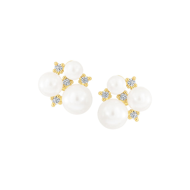 Mini CZ Pearl Cluster Studs