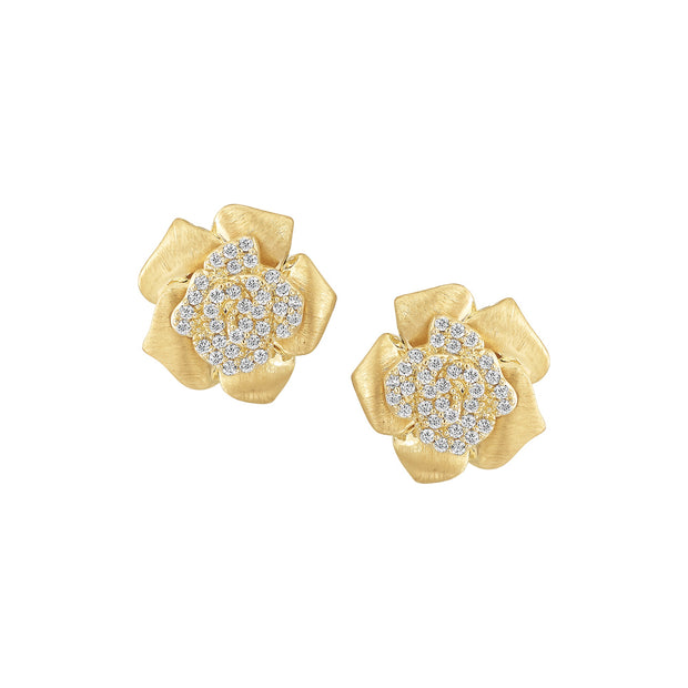 Ruffled Flower Studs in CZ
