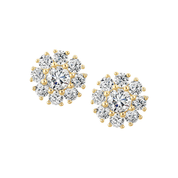CZ Rays Studs in Yellow Gold