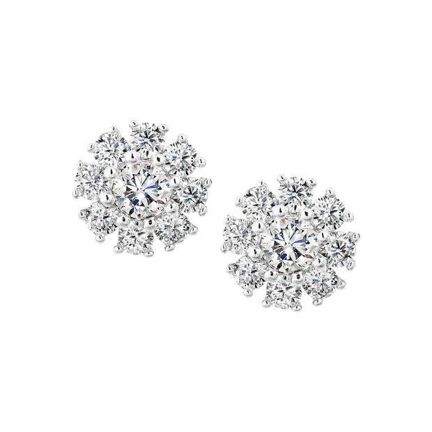 CZ Rays Studs in White Gold