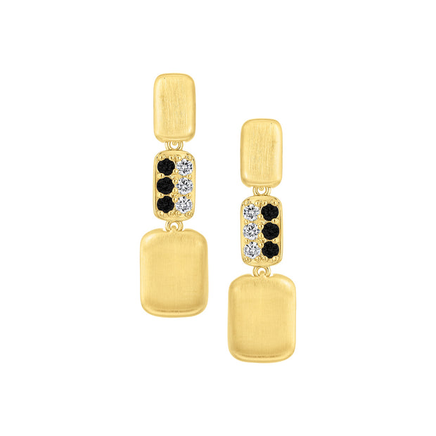 Matte & Onyx CZ Blocks Drop Earrings