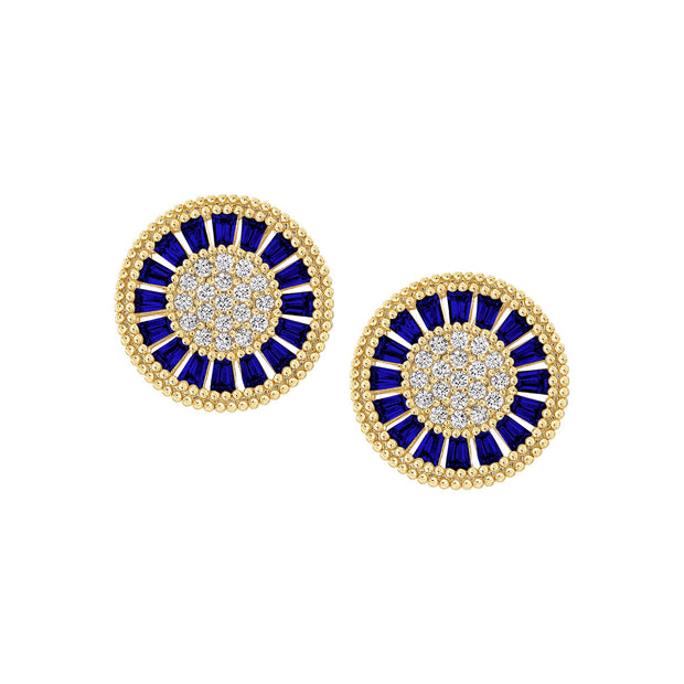 Baguette Blue CZ Stones Spinner Studs