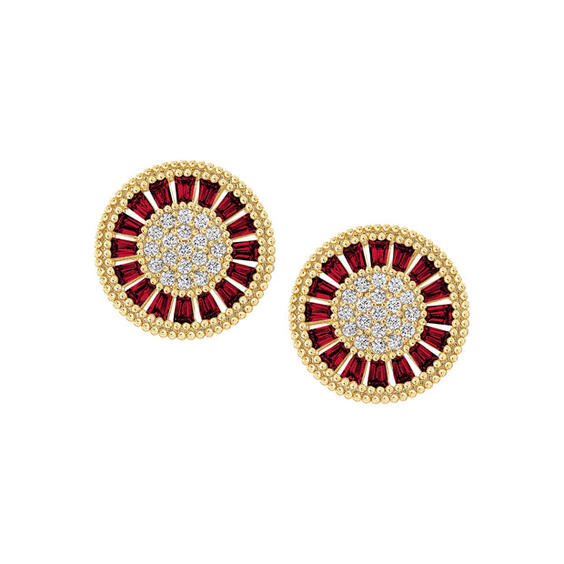 Baguette Red CZ Stones Spinner Studs
