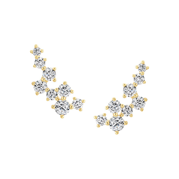 Fine CZ Crawler Studs in Yellow Gold