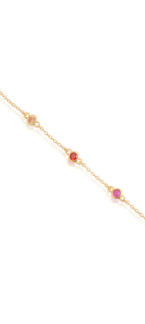 Rainbow Bezel Set Delicate Bracelet in Yellow Gold