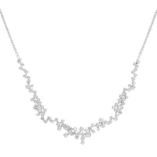 Scattered CZ Half Tennis Necklace in White Gold