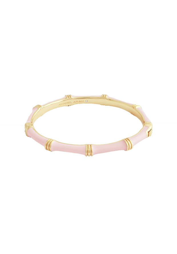 ANABEL ARAM Bamboo Enamel Hinged Bangle in Pale Pink