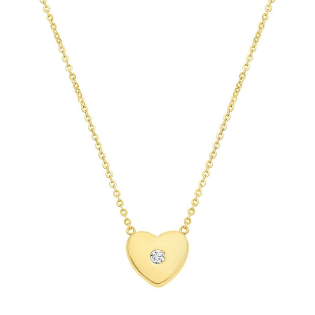 Modern Polished CZ Heart Pendant