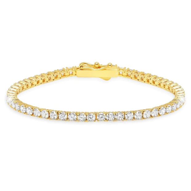 CRISLU Classic Medium Brilliant Tennis Bracelet in Yellow Gold