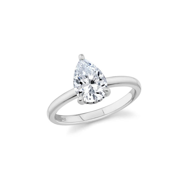CRISLU Ever After Collection Pear Halo Ring