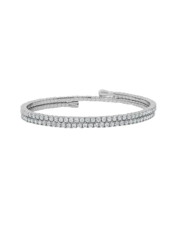 CRISLU Double Row CZ Flex Bangle