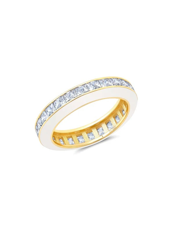 CRISLU Gold Glaze Ring in White