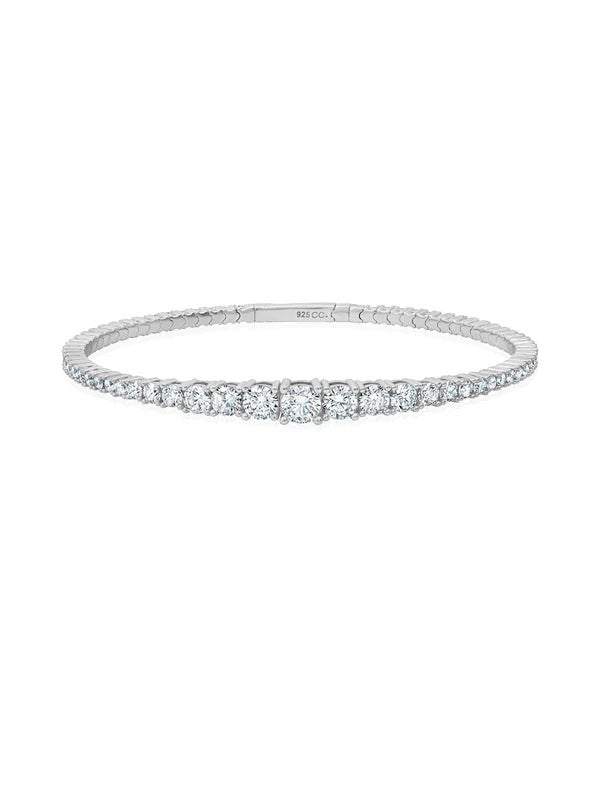 CRISLU Graduating CZ Flex Bangle in White Gold