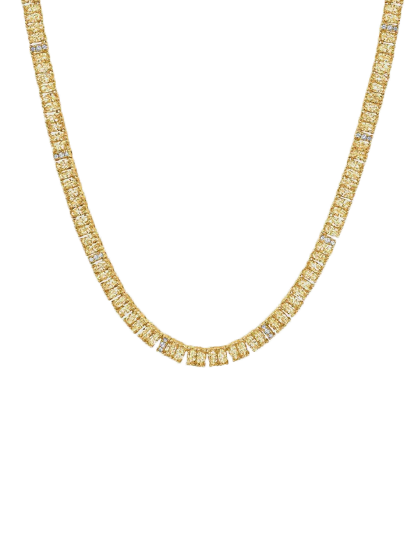 CRISLU Canary Oval Tennis Necklace in Yellow Gold