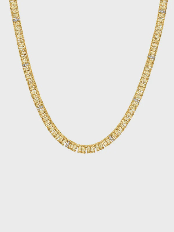 CRISLU Canary Oval Tennis Necklace in Yellow Gold