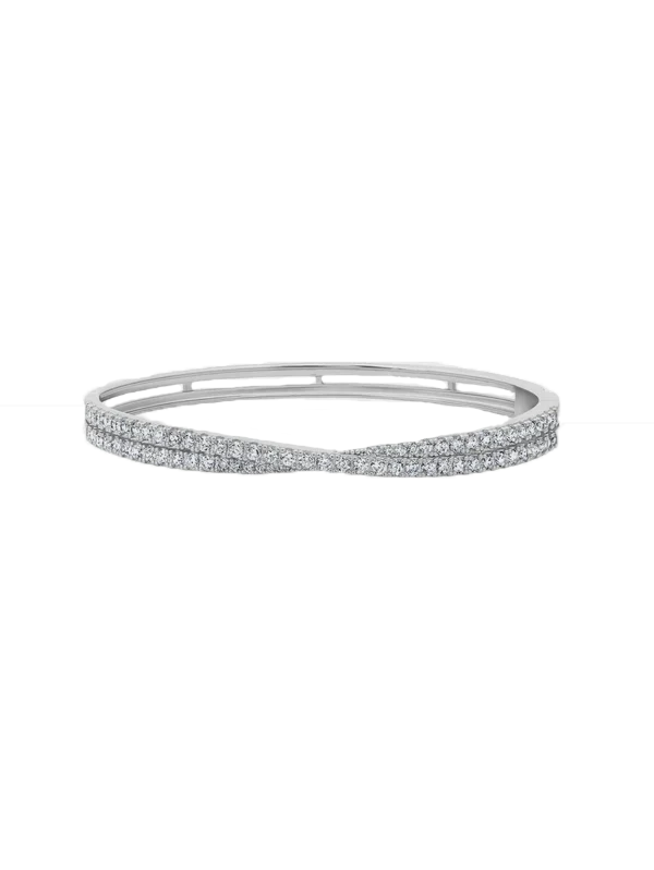 CRISLU Medium Criss Cross Bangle in White Gold