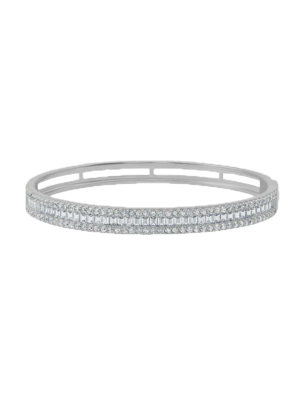 CRISLU Small Emerald-Cut Bangle in White Gold