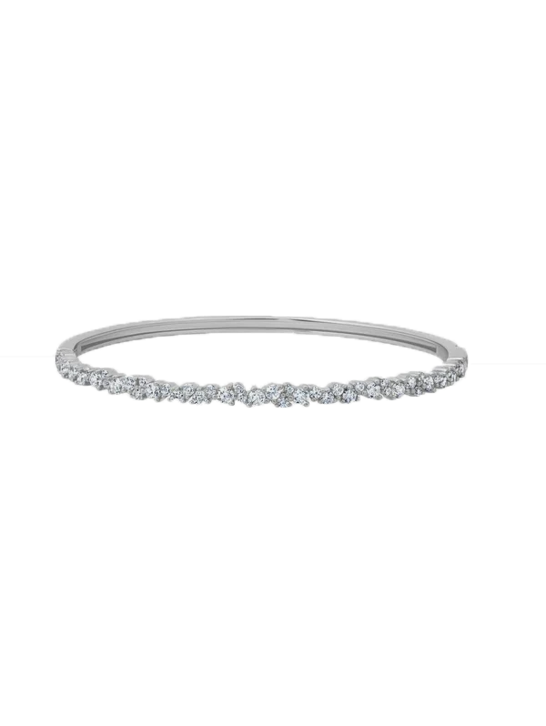 CRISLU Medium Multi-Cut Bangle in White Gold