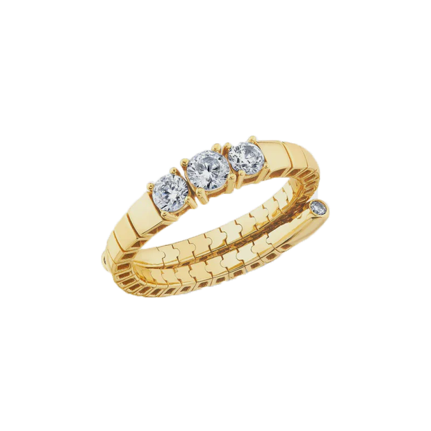 CRISLU Pure Collection in Gold Three Stone Adj Ring