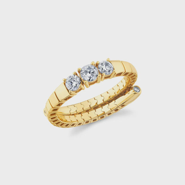 CRISLU Pure Collection in Gold Three Stone Adj Ring