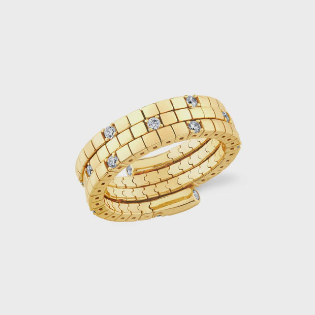 CRISLU Pure Collection in Gold Triple Row Flex Ring