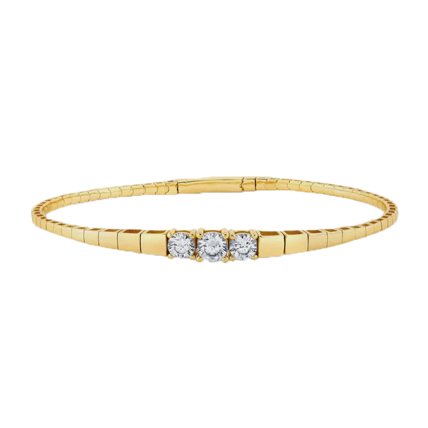 CRISLU Pure Collection in Gold Three Stone Flex Bracelet