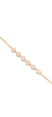 MOP, Brushed & CZ Six Mini Flower Bracelet