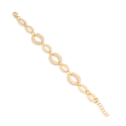 Textured & Polished Ovals Link Bracelet in Yellow Gold