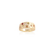 Gold Matte Scattered Multi-Color CZ Ring