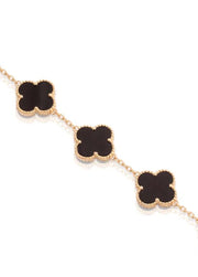 Five Onyx Medium Clover Bracelet in Yellow Gold