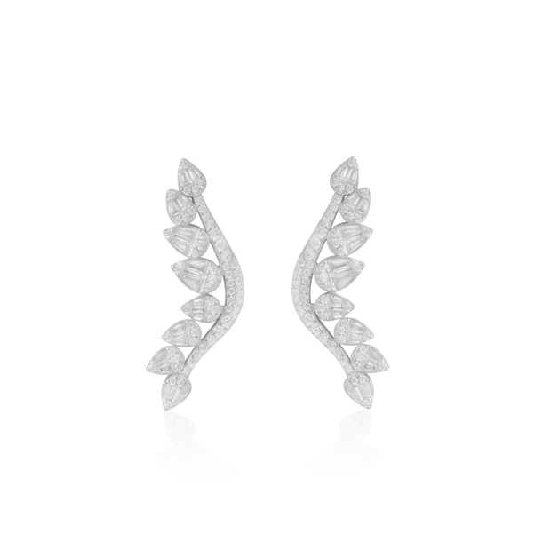 Teardrop CZ Statement Earrings in White Gold