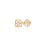 Square & Rect Baguette Open Top Ring in Yellow Gold