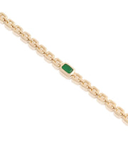 Emerald CZ Stone Open Rectangle Link Bracelet in Yellow Gold