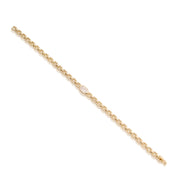 Single CZ Stone Open Rectangle Link Bracelet in Yellow Gold