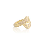 Polished Bezel Set Crossover Ring in Yellow Gold