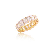 Modern Glamorous Emerald-Cut Eternity Band in Yellow Gold