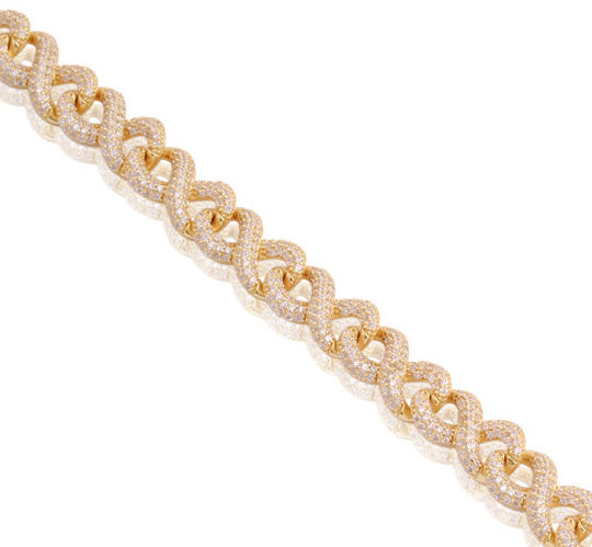 CZ Pave Infinity Link Bracelet in Yellow Gold