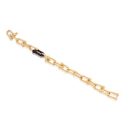 Black CZ & Tiffany Inspired Link Bracelet in Yellow Gold