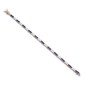 Three Intervals Sapphire & CZ Tennis Bracelet in White Gold