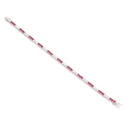 Three Intervals Ruby & CZ Tennis Bracelet in White Gold