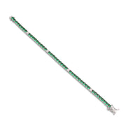 Emerald & CZ Pave 3.5mm Tennis Bracelet in White Gold