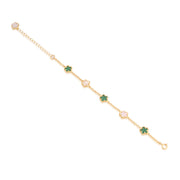 Five Mini Clover Bracelet in MOP & Green Stripe