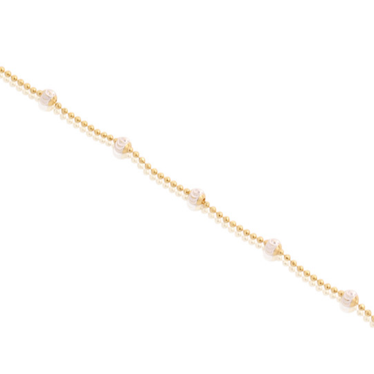Delicate Diamond Cut Balls & Ball Chain Layering Bracelet in Yellow Gold