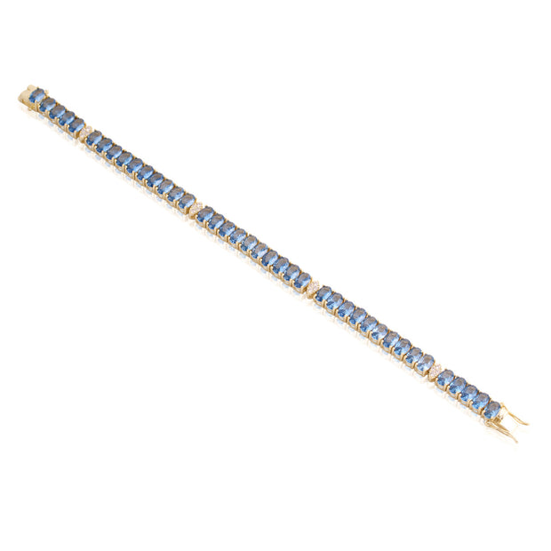 Light Blue Ovals Bracelet in Yellow Gold