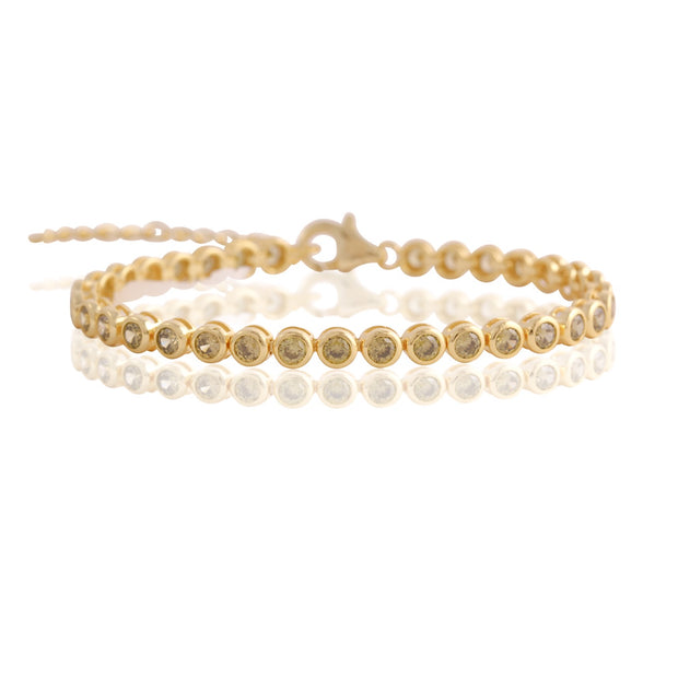 Olive CZ Bezel Bracelet in Yellow Gold