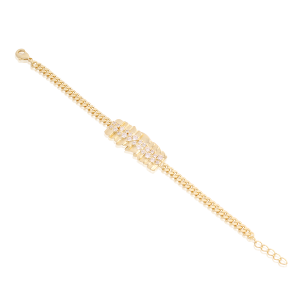 Thick Rippled Matte CZ Bar Cuban Bracelet